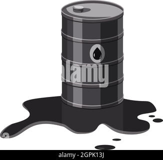 Metal barrel with oil icon, cartoon style Stock Vector