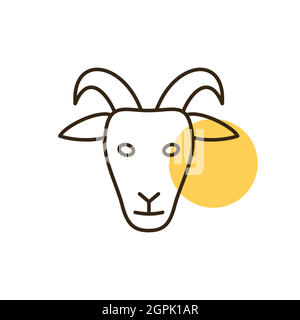 Goat vector flat icon. Animal head sign Stock Vector
