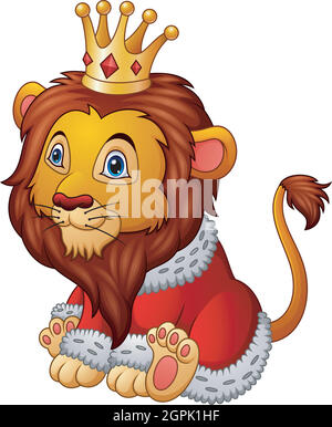 Cartoon lion in king outfit Stock Vector