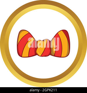 Striped bow tie vector icon, cartoon style Stock Vector