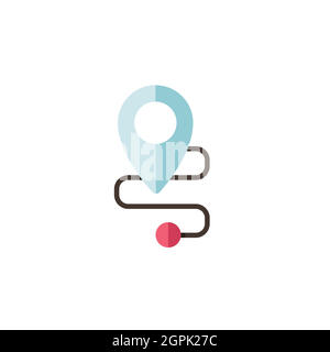 Location. Map and navigation. Flat color icon. Commerce vector illustration Stock Vector