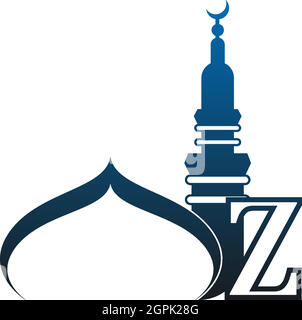 Letter Z logo icon with mosque design illustration Stock Vector