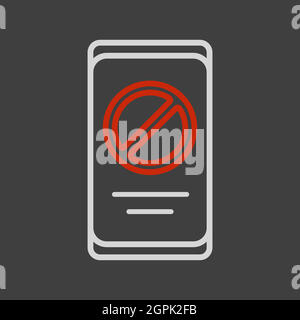 Prohibition sign on smartphone screen vector icon Stock Vector