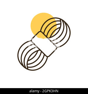 Roll of yarn vector flat icon. Farm animal sign Stock Vector