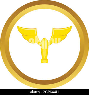 Winning cup with wings vector icon Stock Vector