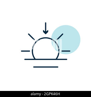 Sunset vector isolated flat icon. Weather sign Stock Vector