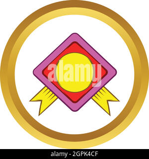 Color badge with yellow ribbons vector icon Stock Vector
