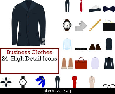 Business Clothes Icon Set Stock Vector