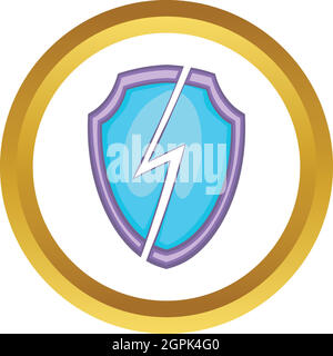 Vector bolt lightning and shield icon, protection symbol vector logo ...