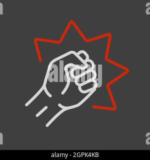 Punch, raised up clenched fist vector icon Stock Vector