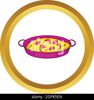 Paella with seafood on pan vector icon Stock Vector
