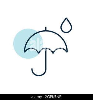 Umbrella and rain drops vector icon. Weather sign Stock Vector