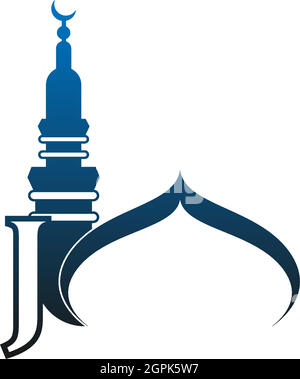 Letter J logo icon with mosque design illustration Stock Vector