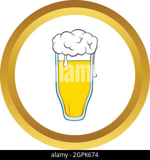 Glass of beer vector icon, cartoon style Stock Vector