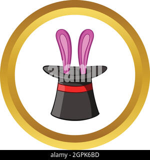 Hat with rabbit vector icon, cartoon style Stock Vector