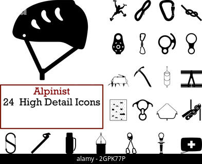 Alpinist Icon Set Stock Vector