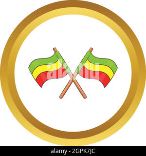 Rastafarian crossed flags vector icon Stock Vector