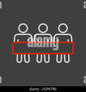Group of protesting people with big placard icon Stock Vector
