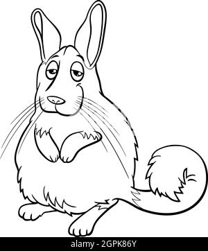 cartoon viscacha animal character coloring book page Stock Vector