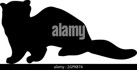 European Mink Silhouette Stock Vector