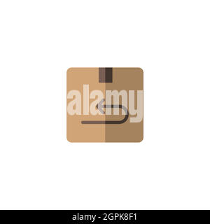 Return package. Shipping and delivery box. Flat color icon. Commerce vector illustration Stock Vector