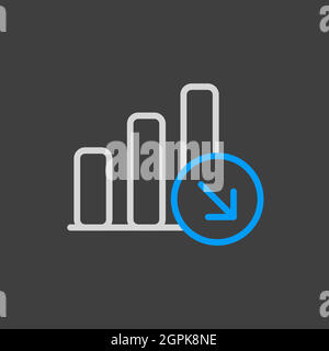 Decrease vector icon isolated on the white Stock Vector