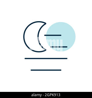 Fog night vector isolated flat icon. Weather sign Stock Vector