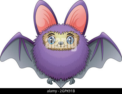 Vector illustration of Cute bat cartoon flying Stock Vector