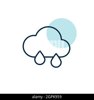Raincloud with raindrops vector icon. Weather sign Stock Vector