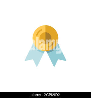 Approved or certified medal. Quality guarantee. Flat color icon. Commerce vector illustration Stock Vector