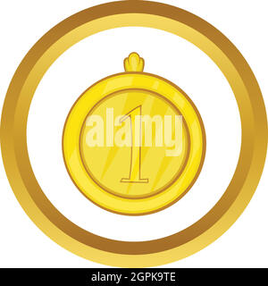 Gold first place medal vector icon Stock Vector