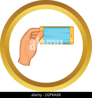 Hand holding smartphone vector icon Stock Vector