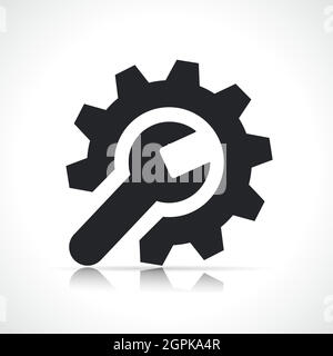 Vector wrench and gear icon Stock Vector