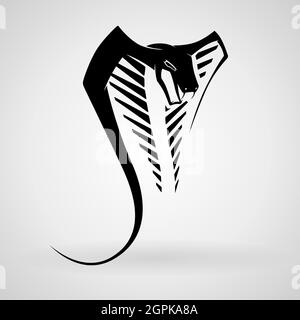 Vector snake logo template. danger snake icon. viper black silhouette. Furious cobra head sport vector logo concept isolated on white background. Modern military professional team badge design. Creative motosport emblem template. Flat style. Stock Vector