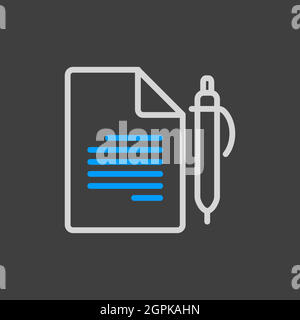 Contract document with pencil vector flat icon Stock Vector