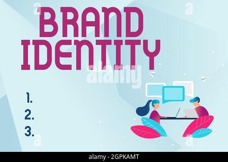 Handwriting text Brand Identity. Business concept visible elements of a brand that identify and distinguish Abstract Conversation And Interview Stock Photo