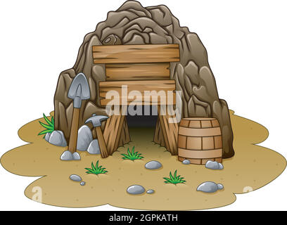 Vector illustration of Cartoon cave entrance Stock Vector
