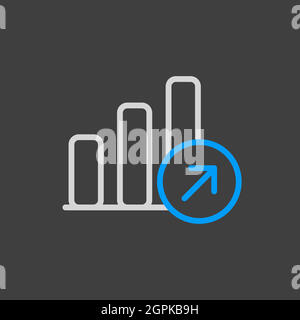 Growth graph vector icon isolated on the white Stock Vector