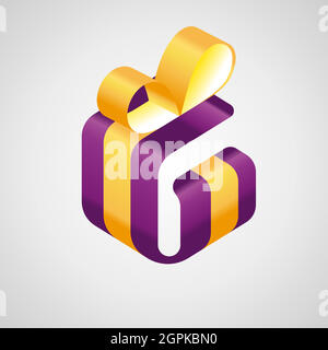 Vector gift shop logo design template. Vector, Emblem, Design Concept, Creative Symbol, Icon. Inspiration sign logo a typography gift violet box that is in the letter G with the ribbon on it. Stock Vector