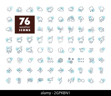 Vector weather forecast icon set. Meteorology sign Stock Vector