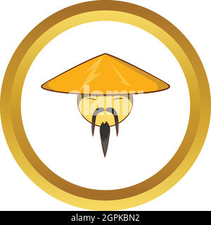 Man in chinese conical hat vector icon Stock Vector