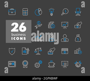 Business and finance web vector icon set Stock Vector