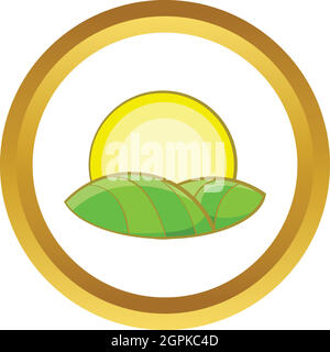 Sun over fields of France vector icon Stock Vector