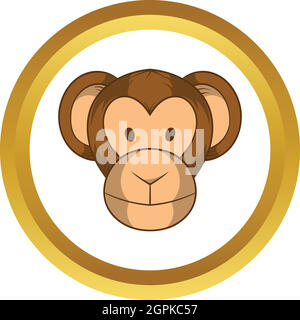 Monkey head vector icon, cartoon style Stock Vector