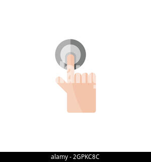 Hand selecting button. Finger touch and press the item. Flat color icon. Commerce vector illustration Stock Vector