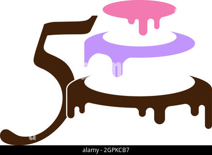 Number 5 icon with wedding cake  design template vector Stock Vector
