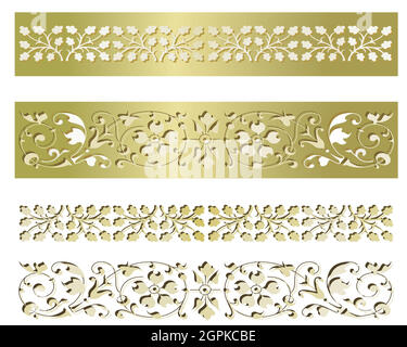 Gold borders, golden frame illustration Stock Vector