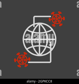 Planet Earth globe with coronavirus vector icon Stock Vector