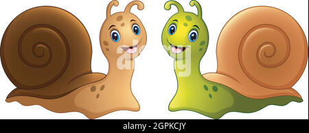 Vector illustration of Snails cartoon in two colours Stock Vector