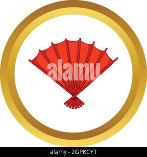 Red open hand fan vector icon Stock Vector